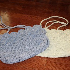 2 straw crochet bags